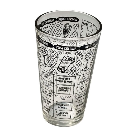 Irwinware Glass Cocktail Mixer Recipe 6 in Tall Bartender Barware Vintage MCM US - Picture 3 of 8